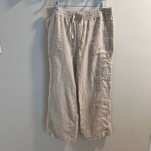 NWT L.L.Bean Oatmeal Tan 100% Linen Pants Size 18